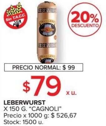 Carrefour Cagnoli Leberwurst x 150 g oferta