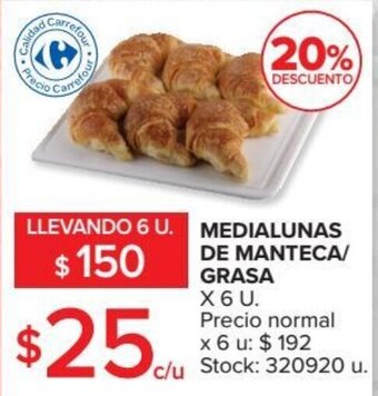 Carrefour Medialunas de Manteca/Grasa x 6 U oferta