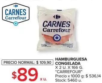 Carrefour Carnes Carrefour Hamburguesa Congelada x 2 U. x 166 g. oferta