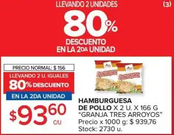 Carrefour Granja Tres Arroyos Hamburguesa de Pollo x 2 U. x 166 g oferta