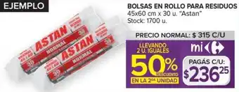 Carrefour Astan Bolsas En Rollo Para Residuos 45x60 cm x 30 u oferta