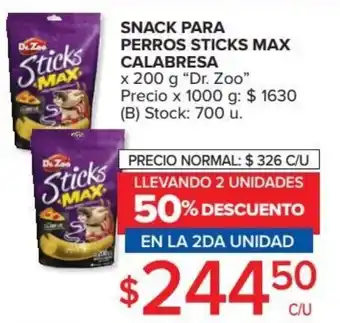Carrefour Dr. Zoo Snack Para Perros Sticks Max Calabresa x 200 g oferta