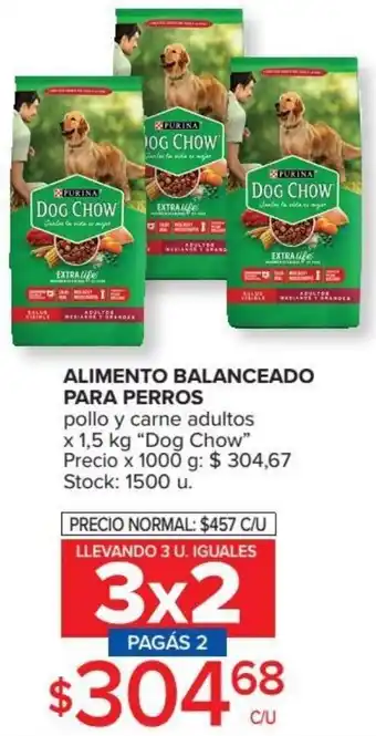 Carrefour Dog Chow Alimento Balanceado Para Perros Pollo y Carne Adultos x 1.5 kg oferta