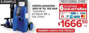 Carrefour Carrefour Hidrolavadora 1650 W 70/ 105 Bar 6 Cuotas Sin Interes oferta