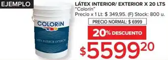 Carrefour Colorin Látex Interior/Exterior x 20 Lts oferta