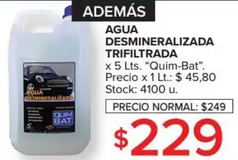Carrefour Quim-Bat Agua Desmineralizada Trifiltrada x 5 Lts oferta