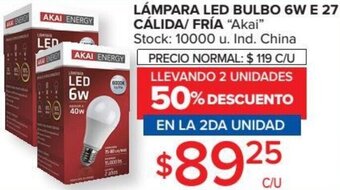 Carrefour Akai Lámpara LED Bulbo 6W E 27 Cálida/Fría oferta
