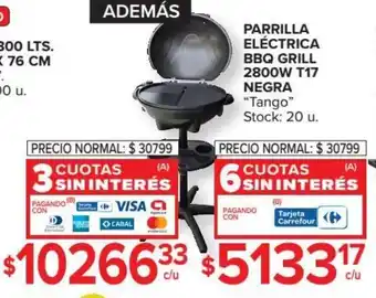Carrefour Tango Parrilla Eléctrica BBQ Grill 2800W T17 Negra 3 Cuotas Sin Interés oferta