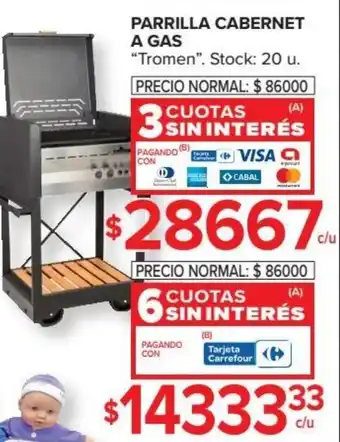 Carrefour Tromen Parrilla Cabernet A Gas 3 Cuotas Sin Interés oferta