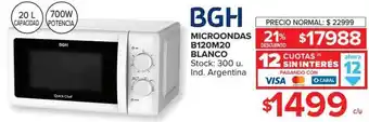 Carrefour BGH Microondas B120M20 Blanco 12 Cuotas Sin Interés oferta