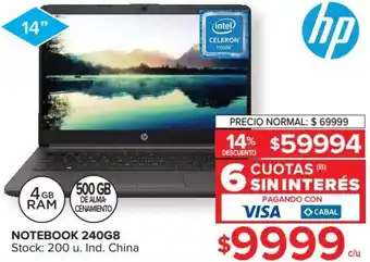Carrefour HP Notebook 240G8 6 Cuotas Sin Interés oferta