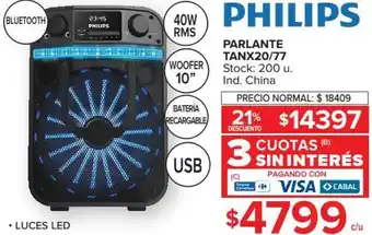 Carrefour Philips Parlante TANX20/77 3 Cuotas Sin Interés oferta