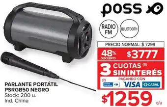 Carrefour Poss Parlante Portátil PSRGB50 Negro 3 Cuotas Sin Interés oferta
