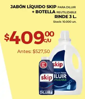 Supermercados Tadicor Jabón Líquido Skip Para Diluir + Botella Reutilizable Rinde 3 L oferta