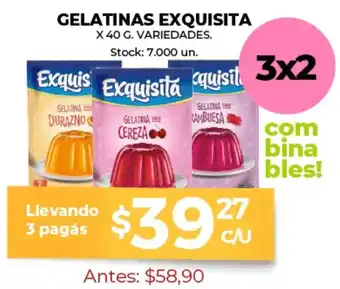 Supermercados Tadicor 3x2 Gelatinas Exquisita x 40 g. Variedades oferta