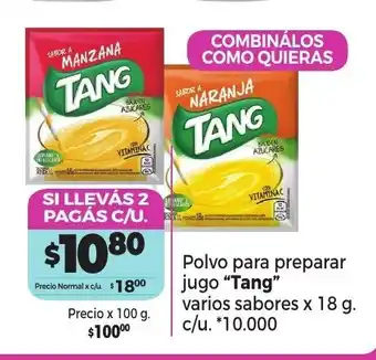 La Anonima "Tang" Polvo para preparar jugo varios sabores x 18g c/u oferta