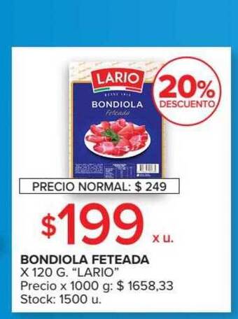 Carrefour Market "Lario" Bondiola Feteada x 120g oferta