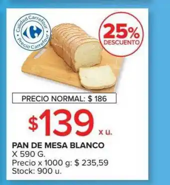 Carrefour Market Pan De Mesa Blanco x 590g oferta