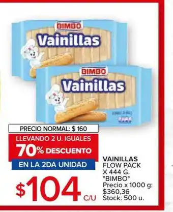 Carrefour Market "Bimbo" Vainillas Flow Pack x 444g oferta