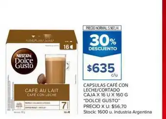 Carrefour Market "Dulce Gusto" Capsulas Café Con Leche / Cortado Caja x 16u x 160g oferta