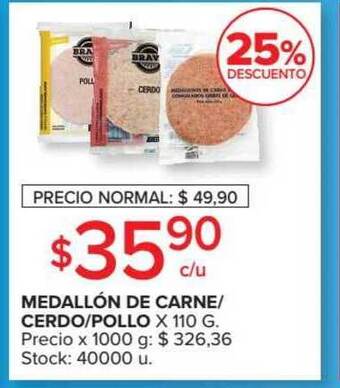 Carrefour Market Medallón De Carne / Cerdo / Pollo x 110g oferta