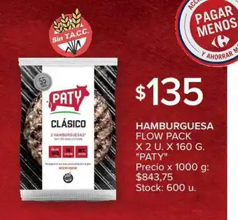 Carrefour Market "Paty" Hamburguesa Flow Pack x 2u. x 160g oferta