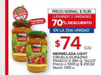 Carrefour "Alco" Mermelada Light Ciruela / Durazno Frasco x 390g. oferta