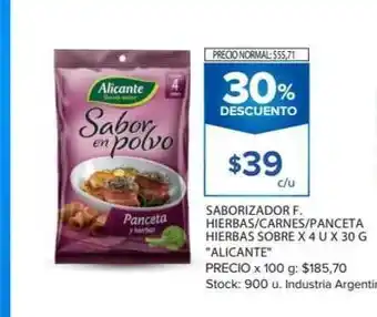 Carrefour "Alicante" Saborizador F. Hierbas/Carnes / Panceta Hierbas Sobre x 4u x 30g oferta