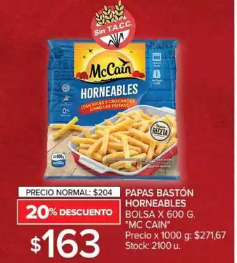 Carrefour Mc Cain Papas Bastón Horneables Bolsa x 600g oferta