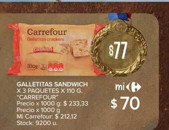 Carrefour Carrefour Galletitas Sandwich x 3 Paquetes x 110g oferta