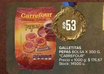 Carrefour Carrefour Galletitas Pepas Bolsa x 300g oferta