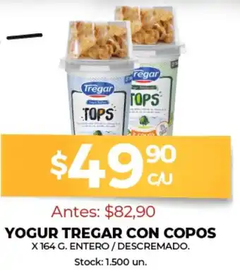 Supermercados Tadicor Yogur Tregar Con Copos x 164 g. Entero/Descremado oferta