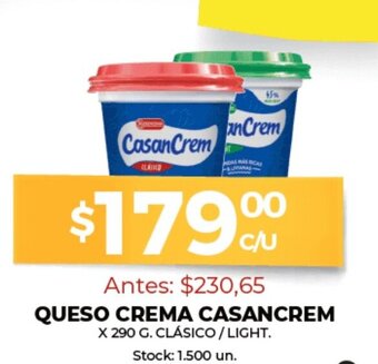 Supermercados Tadicor Queso Crema Casancrem x 290 g. Clásico/Light oferta