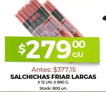 Supermercados Tadicor Salchichas Friar Largas x 12 Un. x 890 g. oferta