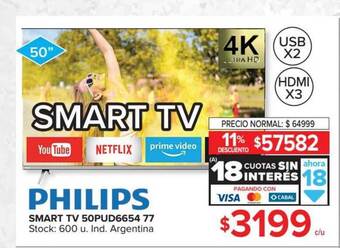 Carrefour Philips Smart Tv 50pud6654 77 oferta