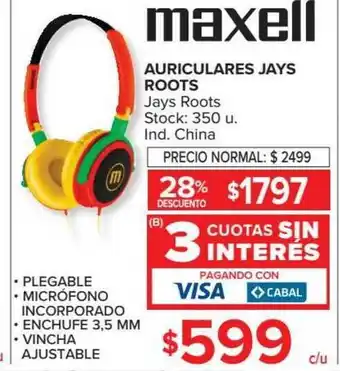 Maxell Auriculares Jays Roots