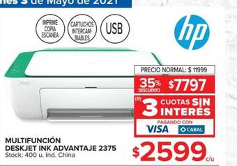 Carrefour Hp Multifunción Deskjet Ink Advantaje 2375 oferta