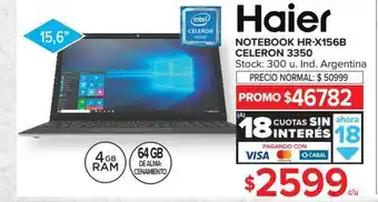 Carrefour Haier Notebook HR-X156B Celeron 3350 oferta