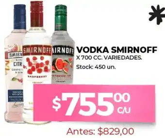 Supermercados Tadicor Vodka Smirnoff x 700 cc. Variedades oferta