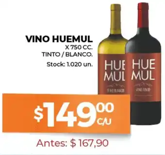 Supermercados Tadicor Vino Huemul x 750 cc. Tinto/Blanco oferta