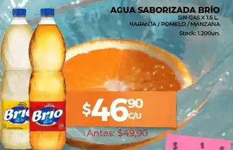 Supermercados Tadicor Agua Saborizada Brío Sin Gas x 1.5 L Naranja/Pomelo/Manzana oferta