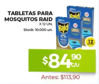 Supermercados Tadicor Tabletas Para Mosquitos Raid x 12 Un. oferta