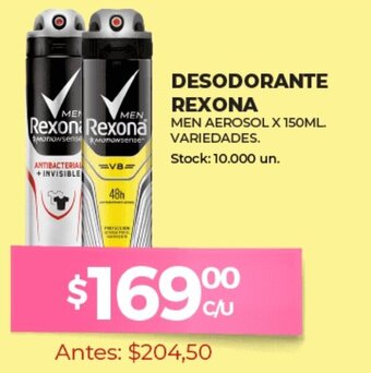 Supermercados Tadicor Desodorante Rexona Men Aerosol x 150 ml. Variedades oferta