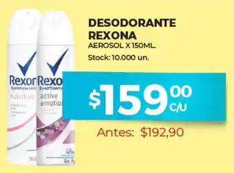 Supermercados Tadicor Desodorante Rexona Aerosol x 150 ml. oferta