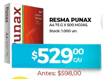 Supermercados Tadicor Resma Punax A4 75 g x 500 Hojas oferta