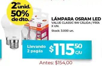 Supermercados Tadicor Lámpara Osram LED Value Classic 9W Cálida/Fría x Un oferta
