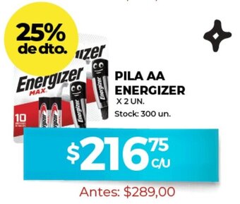 Supermercados Tadicor Pila AA Energizer x 2 Un. oferta