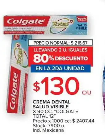 Carrefour Colgate Total 12 Crema Dental Salud Visible x 90cc oferta