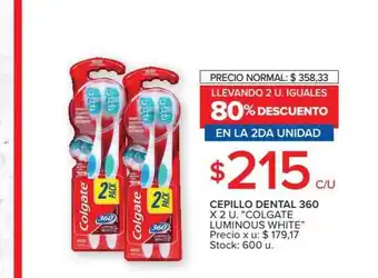 Colgate Luminous White Cepillo Dental 360 x 2 u