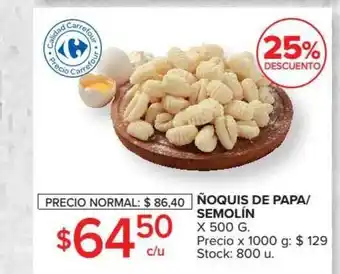 Carrefour Ñoquis De Papa / Semolín x 500g oferta